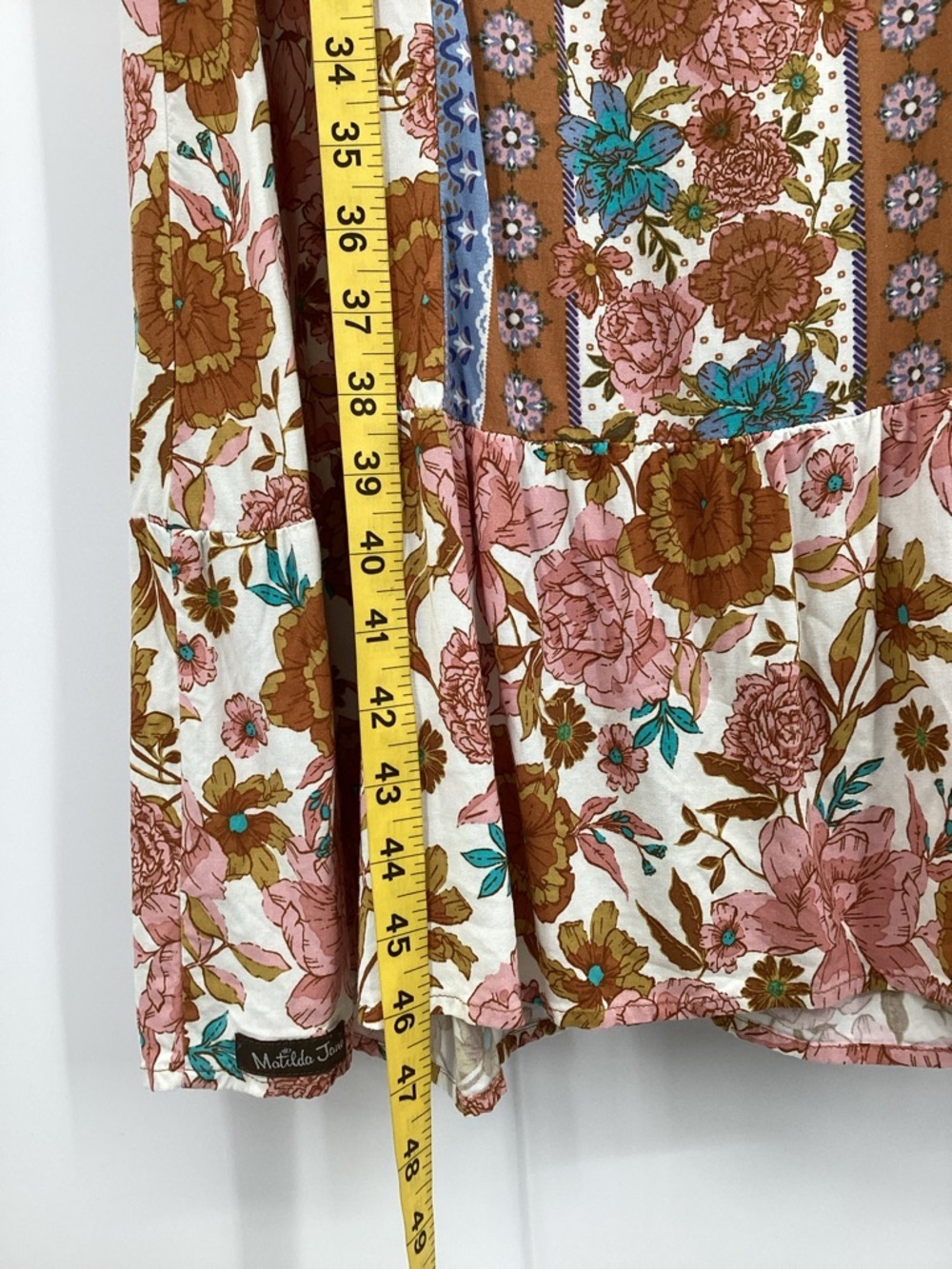 Matilda Jane Just For a Moment Floral V-Neck Midi Dress in Pink, Brown and Teal - Picture 9 of 12